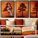 Картини з деревами над диваном