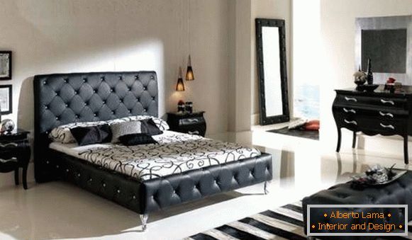 Дизайн спальні з чорної меблями