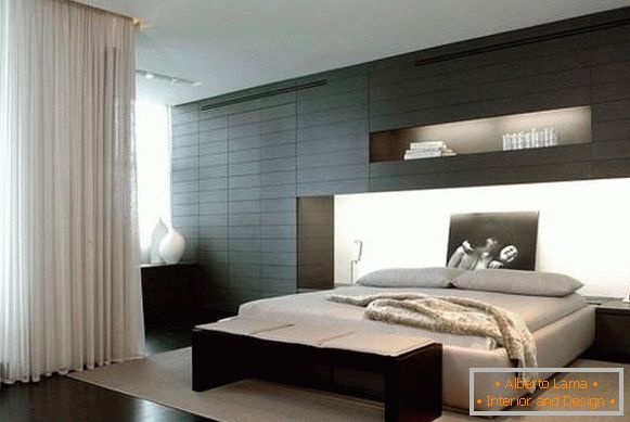 Дизайн спальні в сучасному стилі з чорними елементами