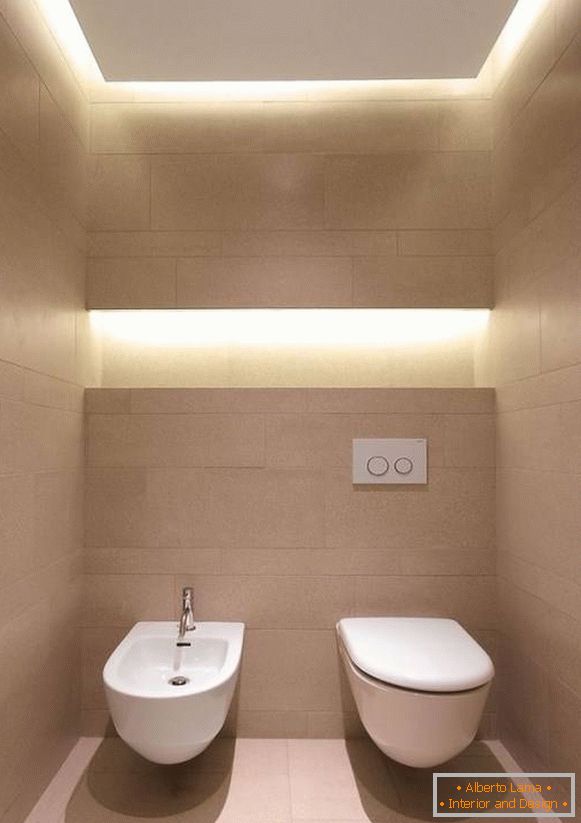 Стильний дизайн туалету з вбудованими світильниками