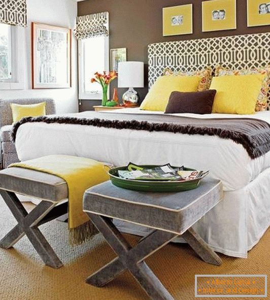 Прикраса спальні жовтим декором