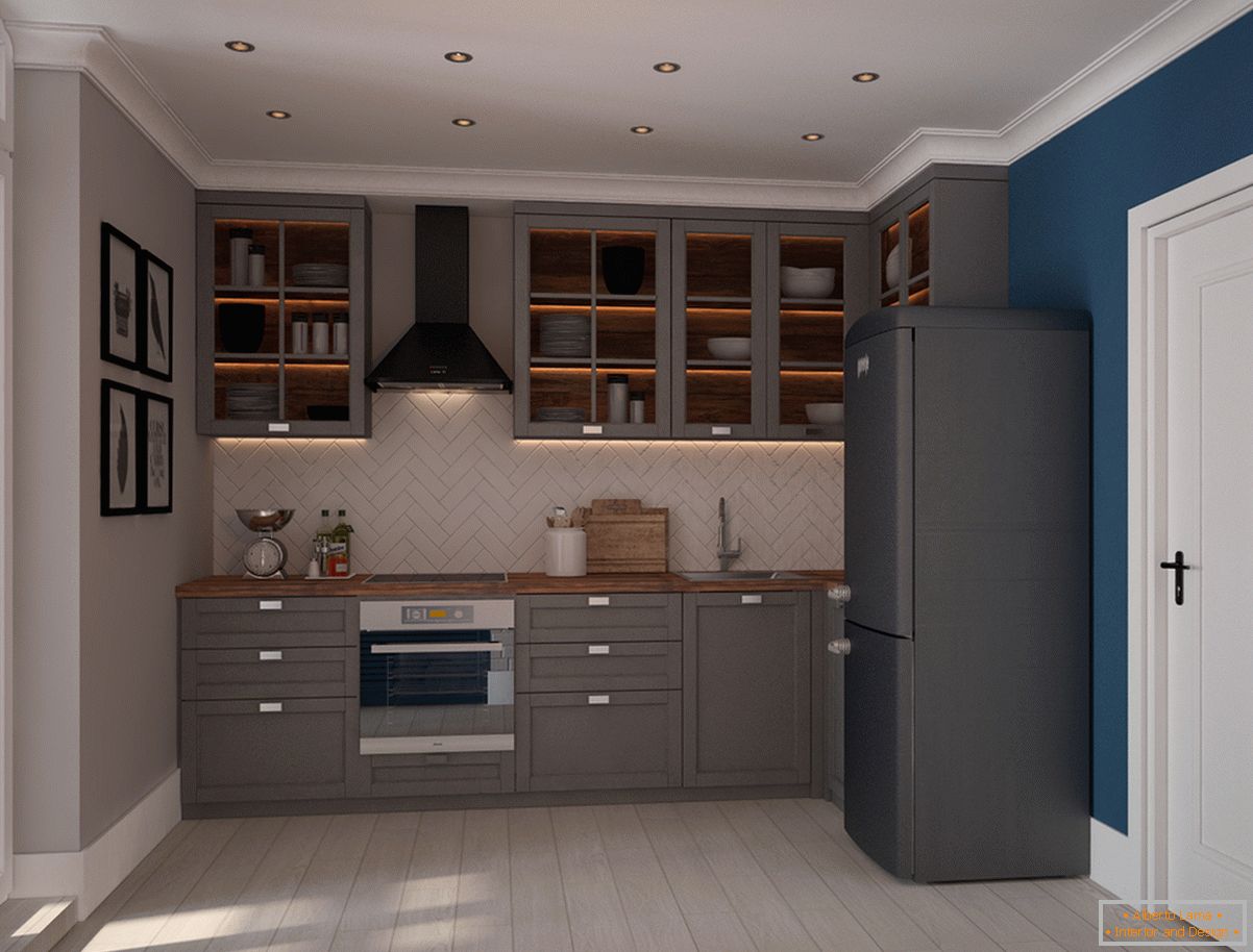 Приклад дизайну інтер'єру маленької кухні на фото