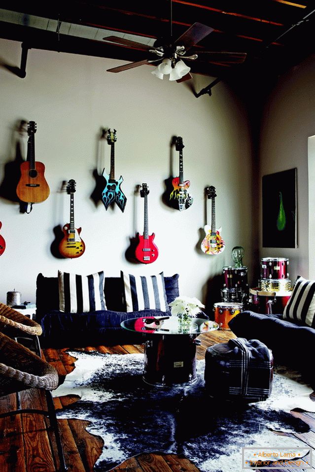 Гітари на стіні у вітальні