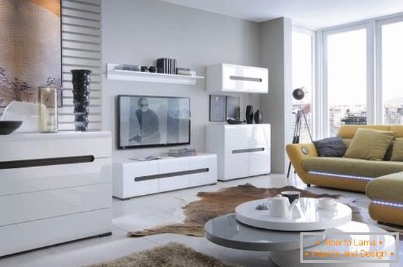 Біла модульні меблі для вітальні в сучасній стилі