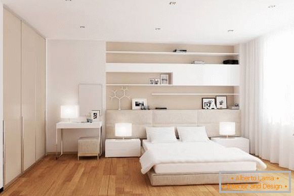 Сучасний дизайн білої спальні з теплою підлогою