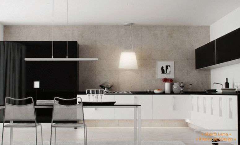 чорна кухня-шаф-дизайн-чорно-біла-кухня-кабінетний дизайн