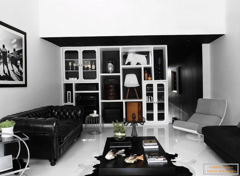 Білий підлогу і чорна меблі