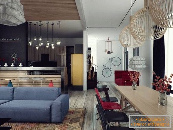 Дизайн інтер'єру 2015 з диваном кольору індиго