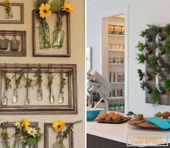 Декор стін кухні з рослинами