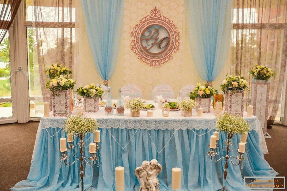 Ангели і свічки у весільного столу