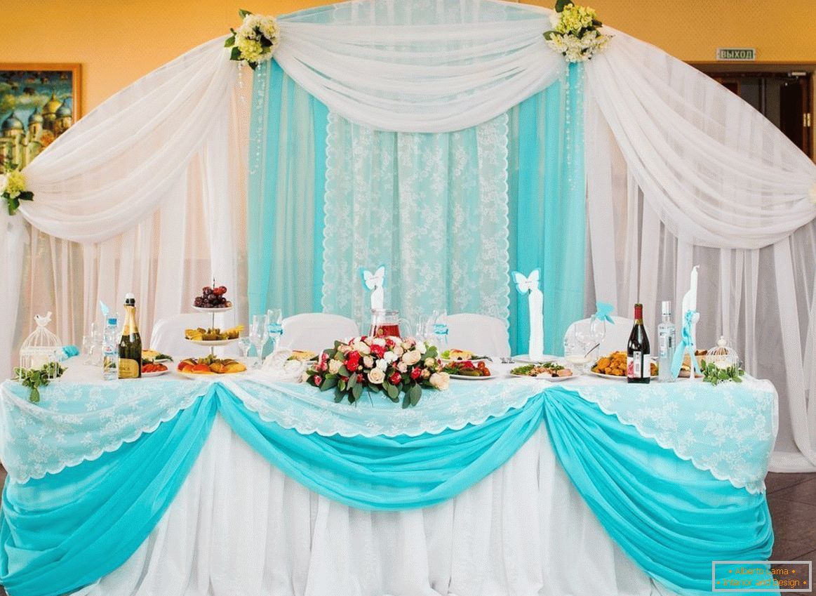 Бірюзовий колір в оформленні весільного залу