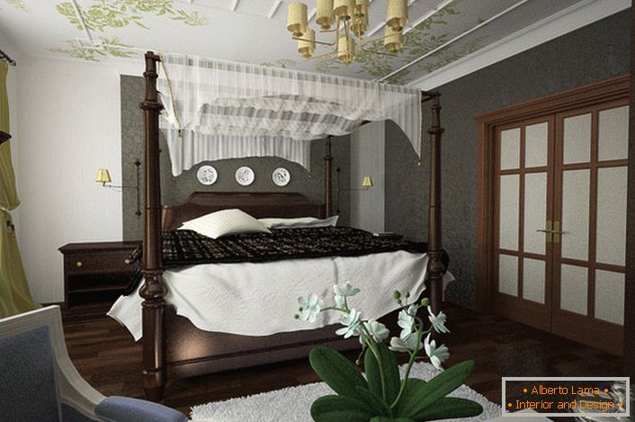 Елементарна конструкція балдахіна - привабливе рішення для облаштування спальні.
