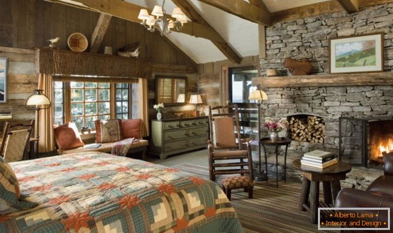 farmhouse-bedroom-with-fireplace-заміський стиль