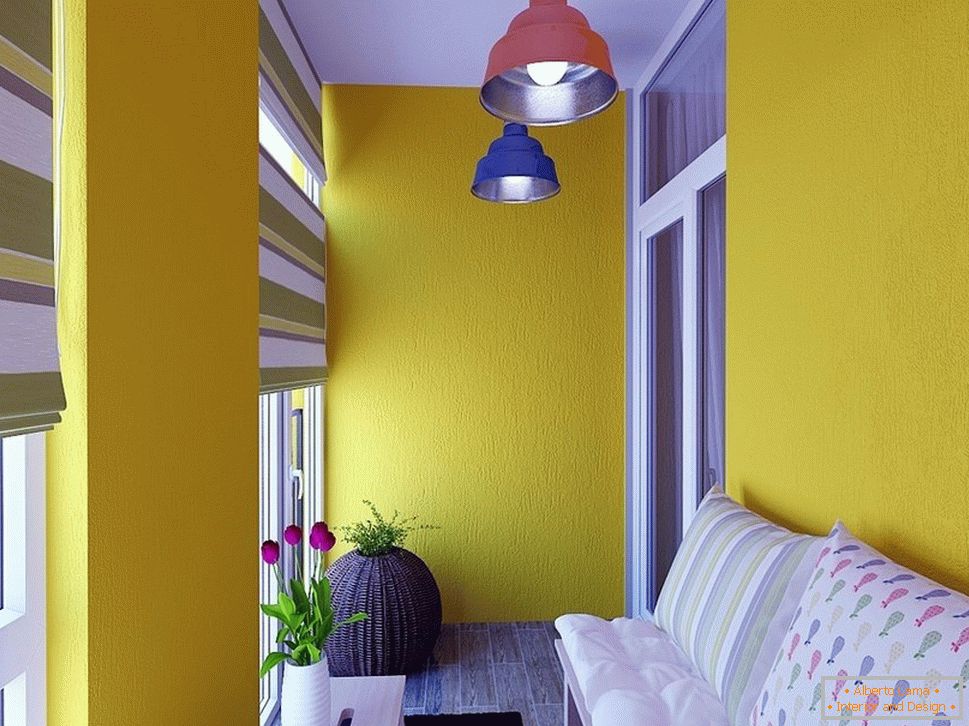 Жовтий дизайн балкона
