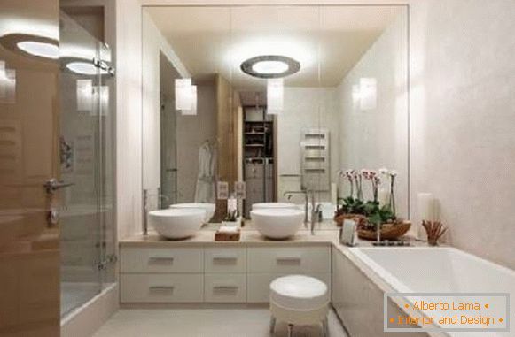 дизайн великої ванної кімнати з душовою кабіною, фото 9