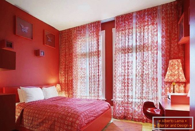красно белая спальня дизайн фото, фото 16