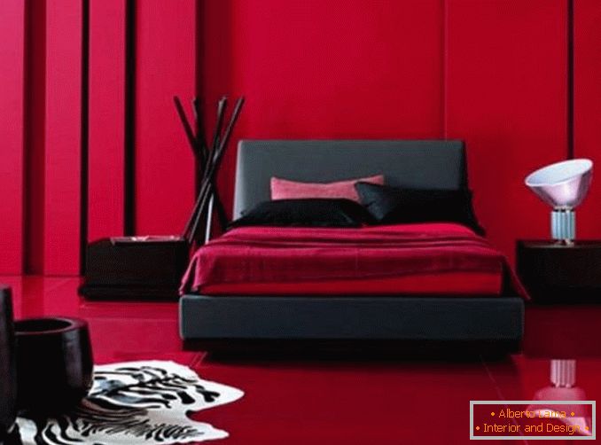 дизайн чорно червоною спальні, фото 21