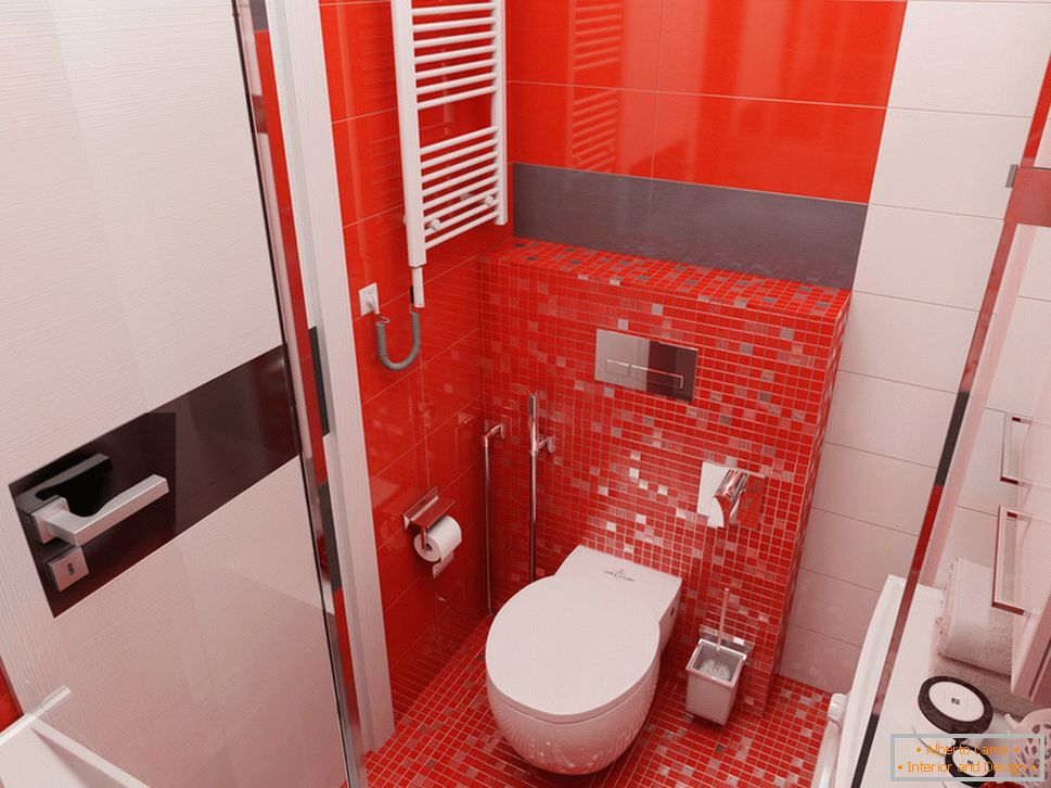 Дизайн ванної кімнати з червоними акцентами