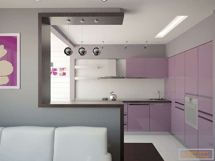 Фіолетова меблі на кухні