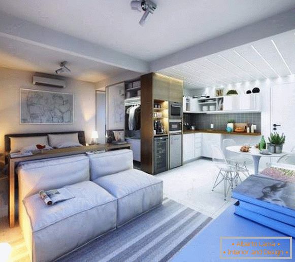 Ідеї ​​дизайну квартир студій 30 кв м - фото вітальні, спальні і кухні