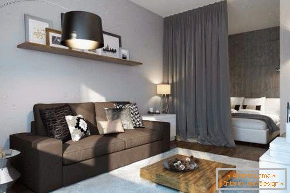 Ідеї ​​дизайну квартир студій - варіант поділу спальні і вітальні