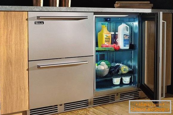 дизайн маленької кухні з холодильником фото, фото 36