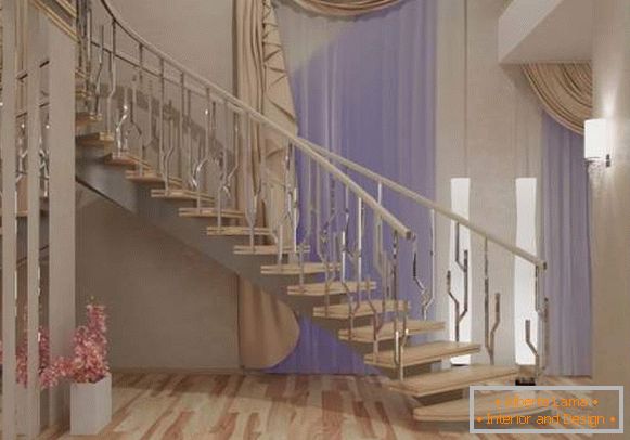 Ідея дизайну холу зі сходами в інтер'єрі приватного будинку