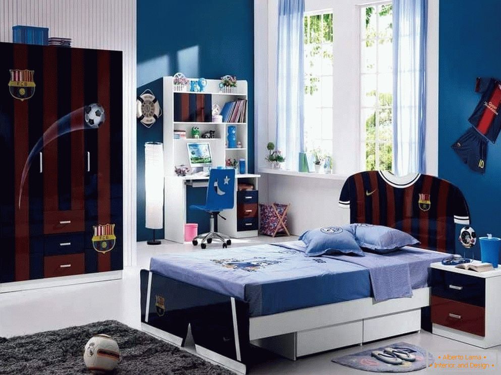 Дизайн спальні в спортивному стилі для хлопчика