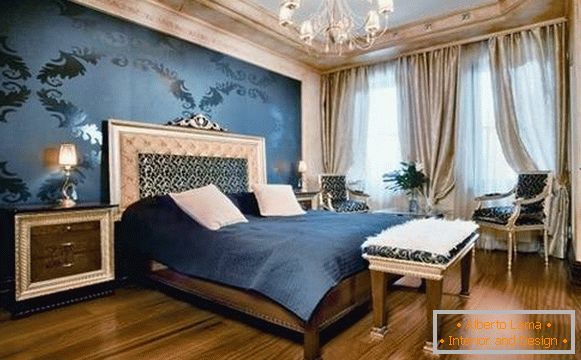 Сапфіровий синій колір в дизайні спальні