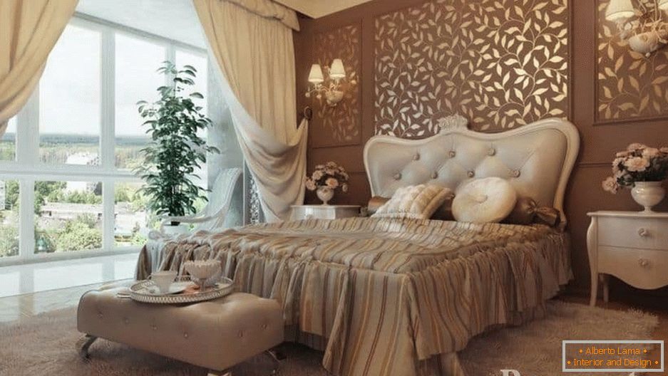 Освітлення спальні в класичному стилі розділене на природне і штучне