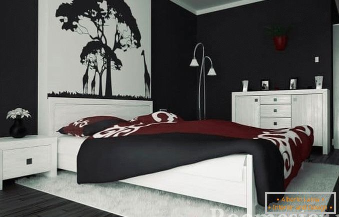 Чорно-біле оформлення спальні під класичний стиль