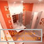 Дизайн вузької ванної кімнати в помаранчевих тонах