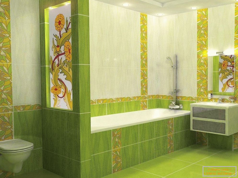 Ванна кімната в зелених тонах