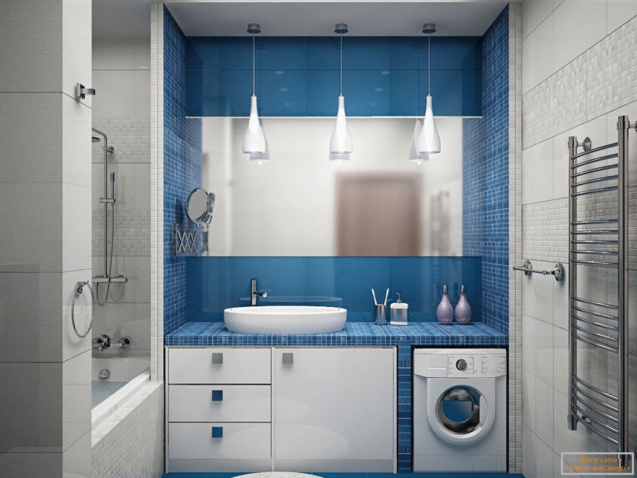 Біло-блакитна ванна кімната