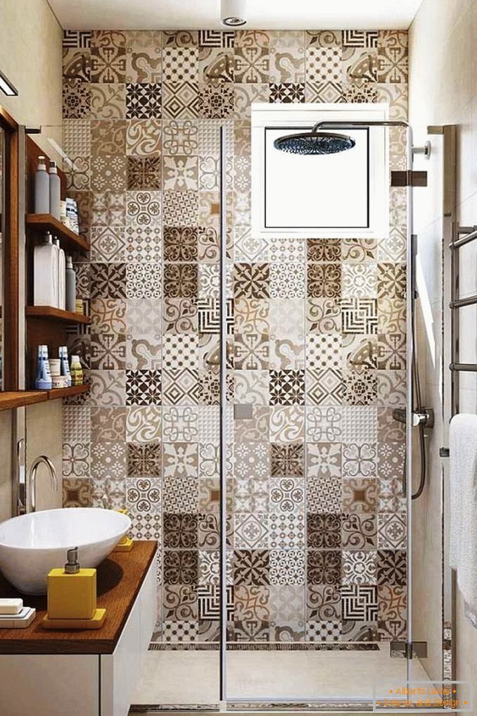 Імітація мозаїки у ванній кімнаті без туалету
