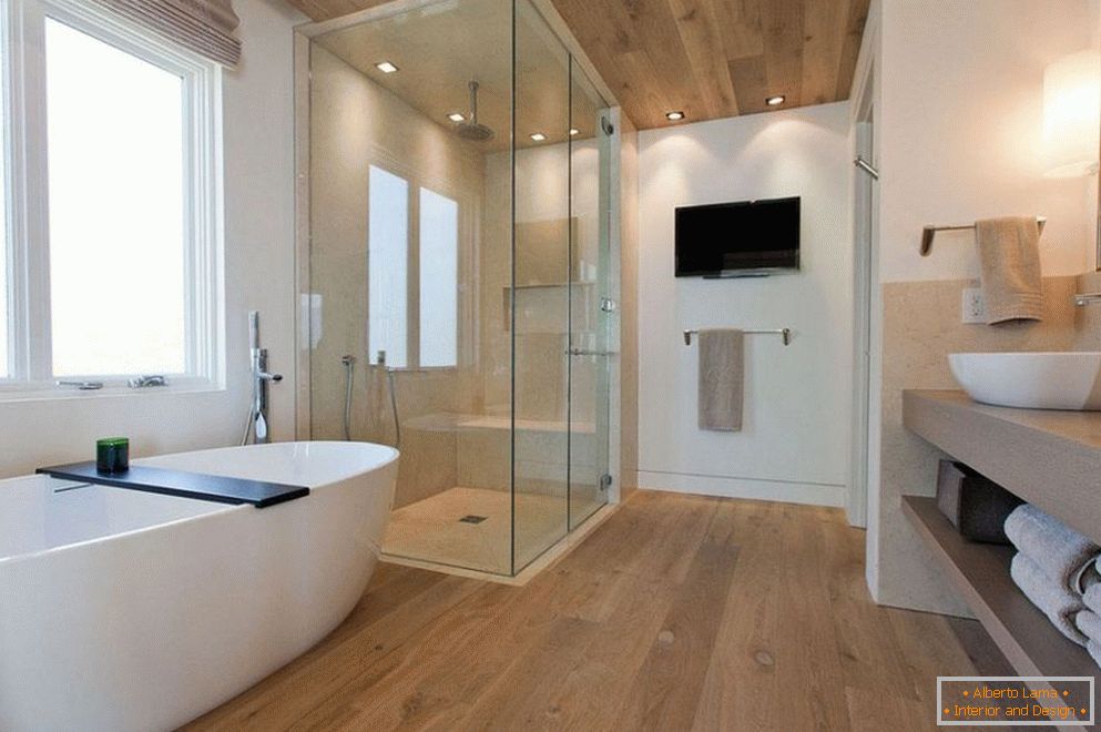 Дерев'яна підлога у ванній