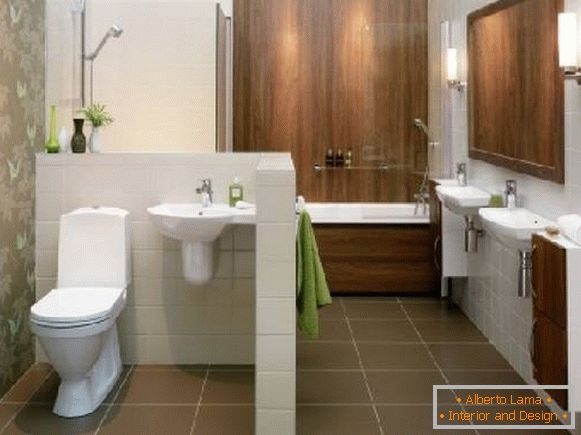 дизайн вузької ванної кімнати поєднаної з туалетом, фото 45