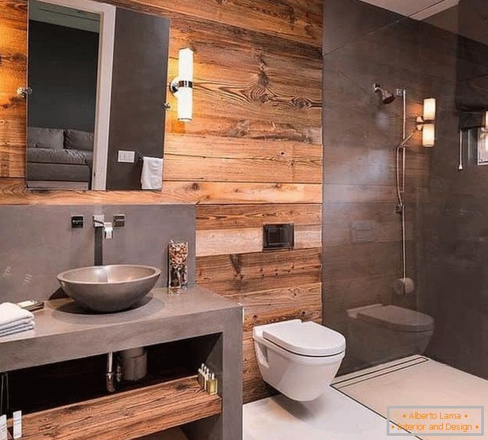 Стіна з дерева у ванній