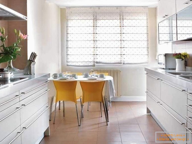 Дизайн витягнутої кухні 12 кв м с окном