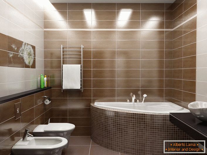 Для декору ванної в модерн в стилі використано панно із зображенням кульбаби. Легка, нехитра деталь інтер'єру в модерн стилі. 
