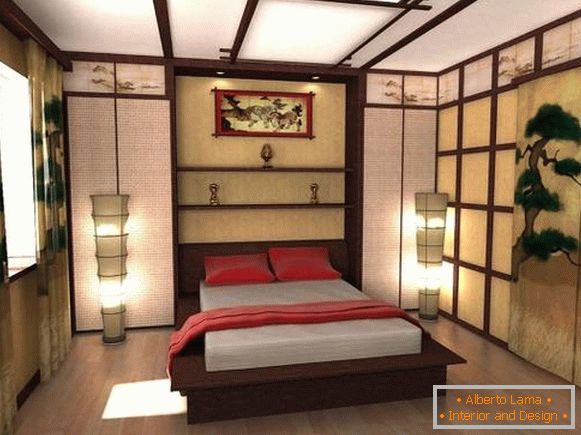 Японський етнічний стиль в інтер'єрі - фото спальні