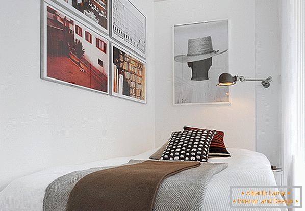Спальня розкішних невеликих апартаментів в Швеції