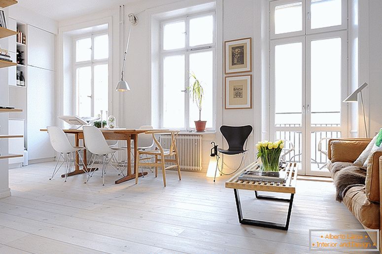 Їдальня розкішних невеликих апартаментів в Швеції