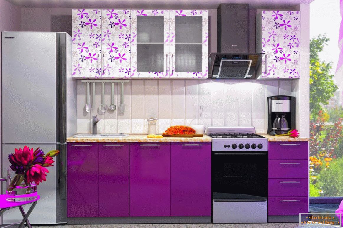 Фіолетова кухня в стилі романтик