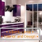Дизайн фіолетовою кухні со шкафом-купе