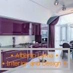 Дизайн стильною сіро-фіолетовою кухні