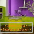 Дизайн стильною зелено-фіолетового кухні