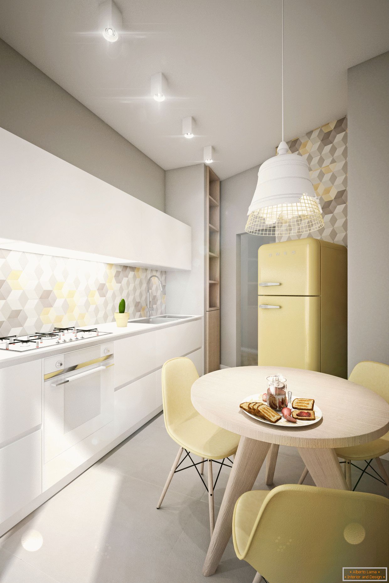 Дизайн квартири в пастельних тонах: кухня