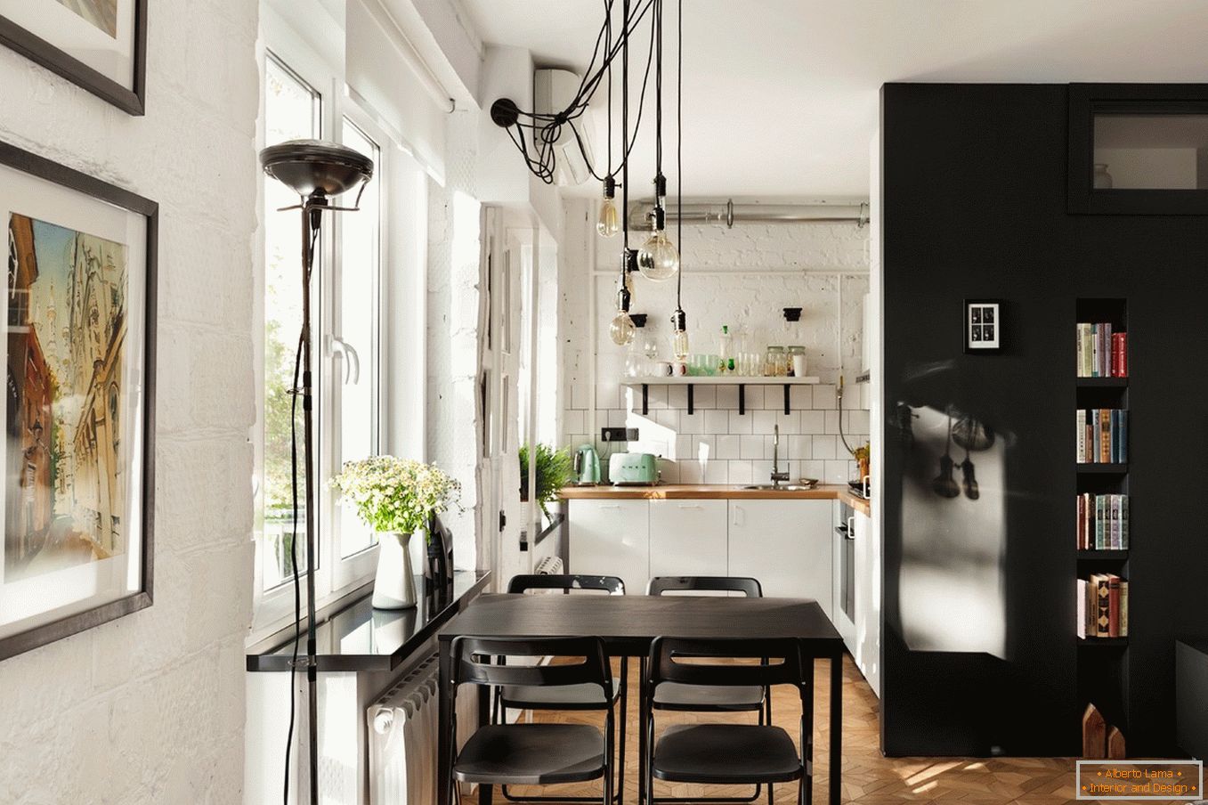 Оформлення маленької кухні в чорно-білому кольорі