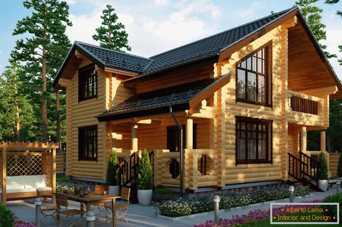 Заміський будиночок в сільському стилі зі зрубу дерева - вибір більшості сучасних власника нерухомості за містом.